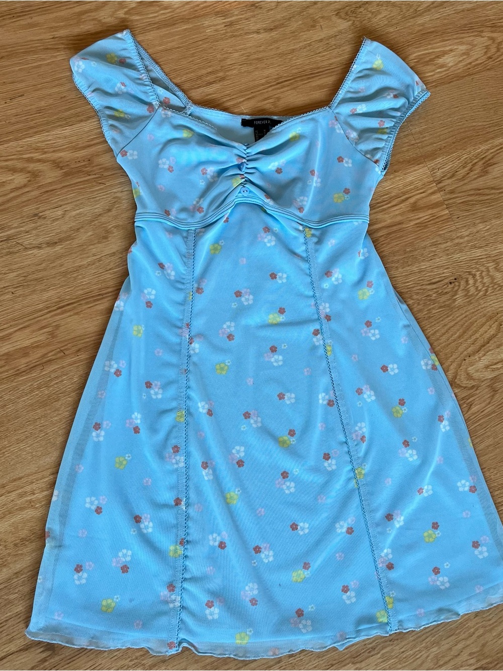 Forever 21 Light Blue Floral Mini Dress
